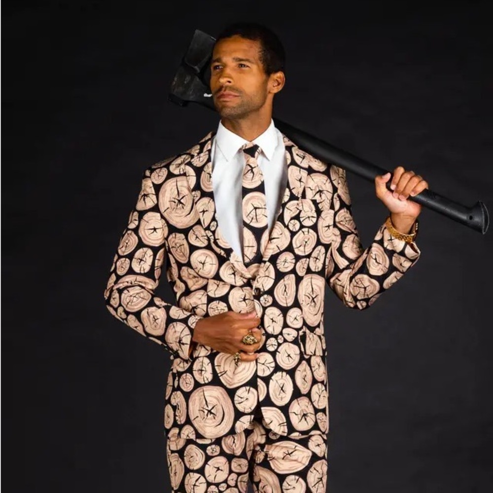 Shinesty Wood Print Suit
